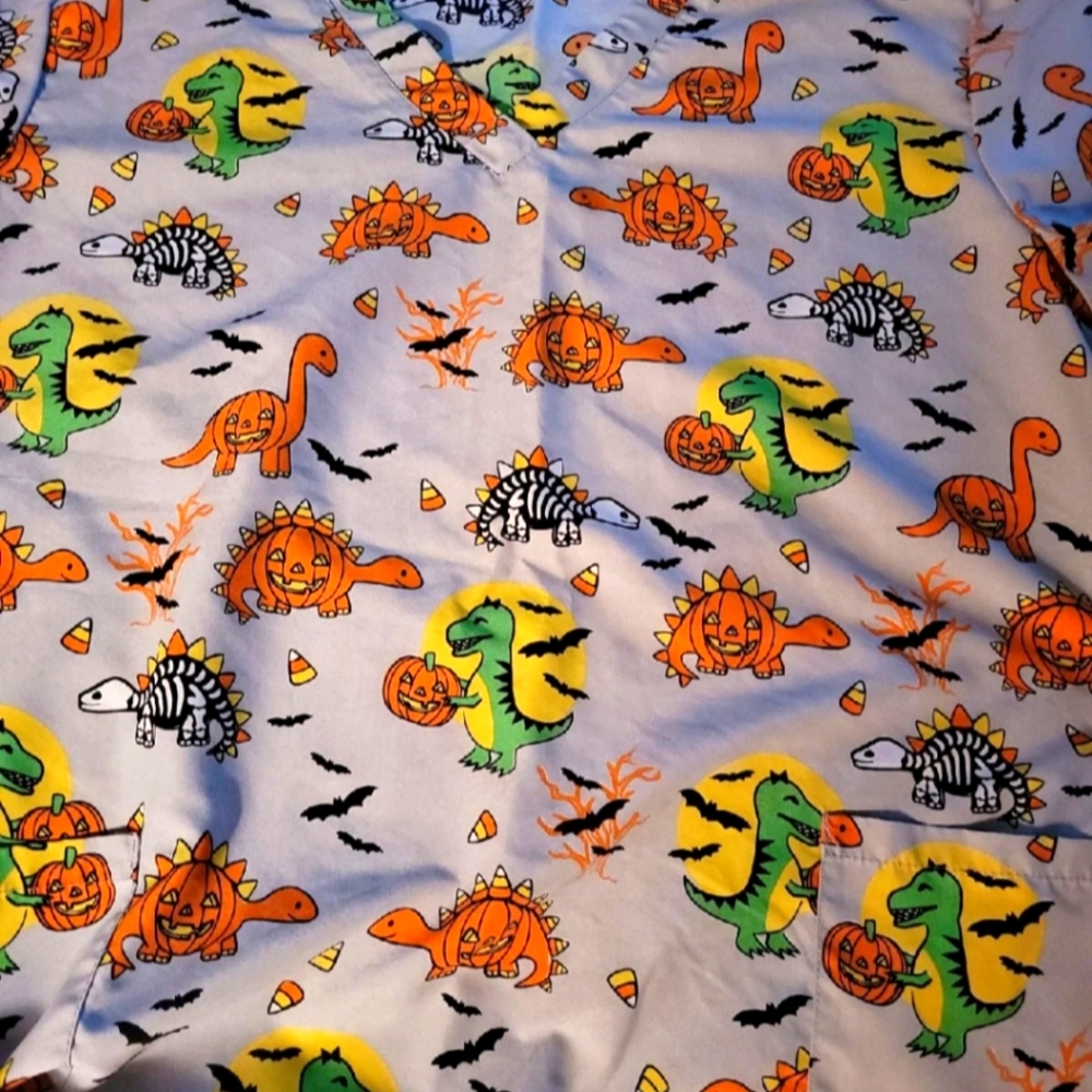 Halloween v-neck scrub top